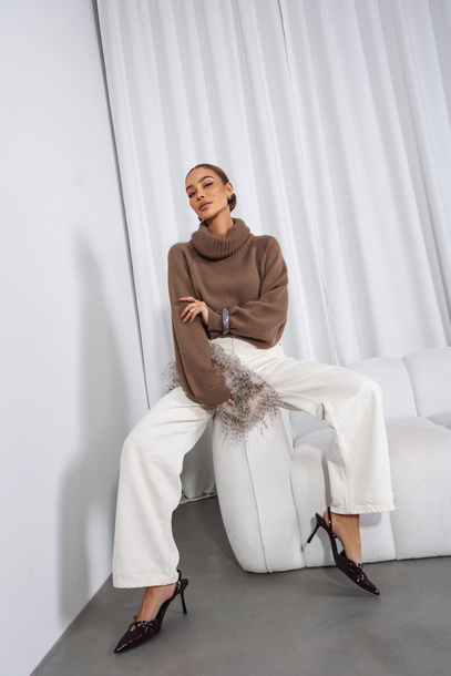 Sweter Fervor jasny brąz Premium