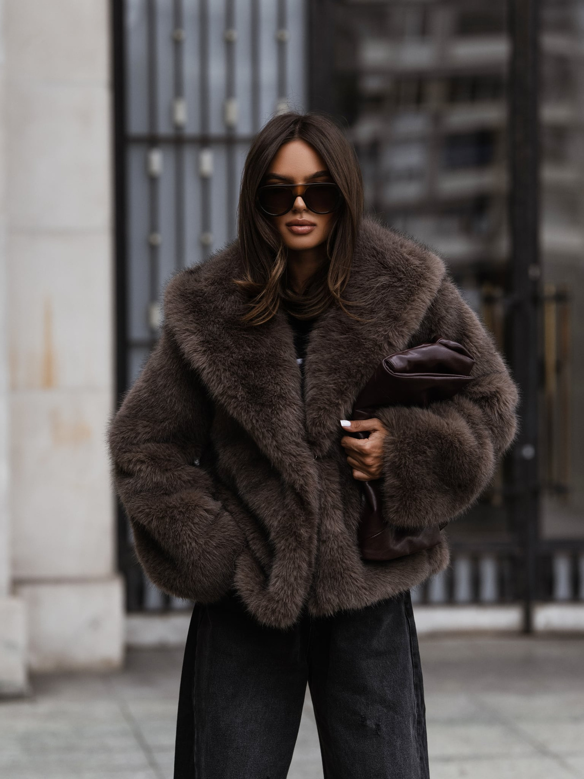 Futro Kira brązowe | Nowości Produkty  Kurtki i płaszcze