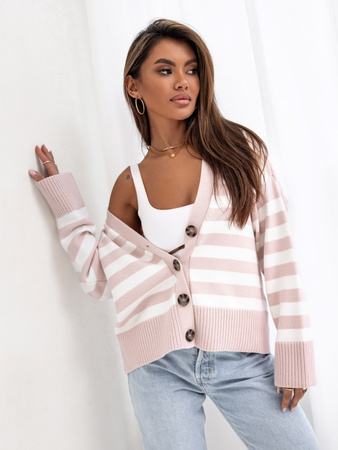 Sweter Lola biało - różowy