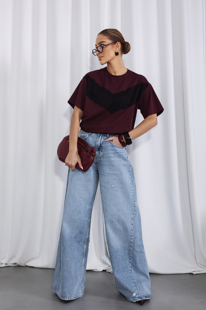 T-shirt Lazuri bordowy