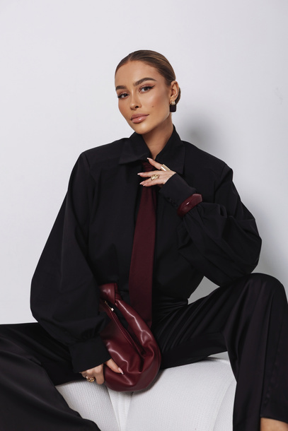 Koszula Remi czarna-bordowy