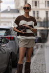 Sweter Copenhagen w paski brązowe
