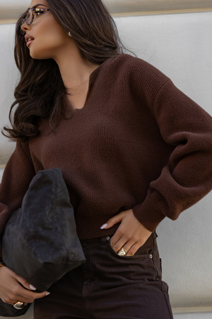 Sweter Meline brązowy