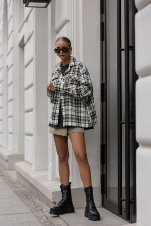 Koszula Clover biło-czarna