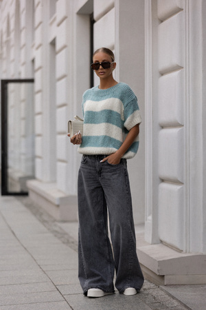 Sweter Copenhagen w paski miętowe