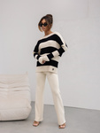 Sweter Fiona beżowo czarny