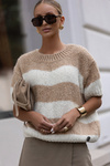 Sweter Copenhagen w paski beżowe