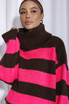 Sweter Parell brązowo różowy 