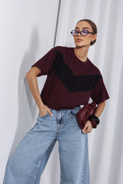 T-shirt Lazuri bordowy