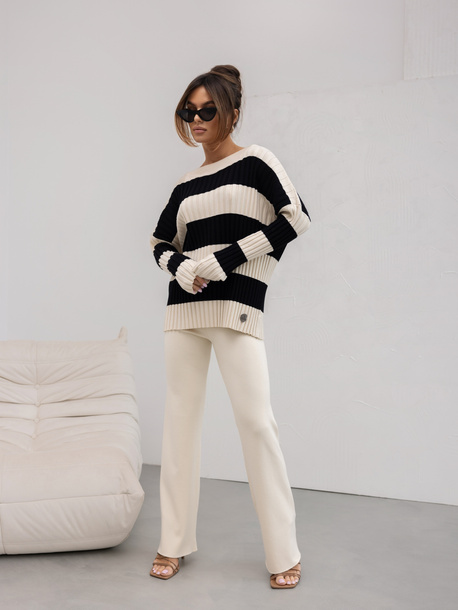 Sweter Fiona beżowo czarny