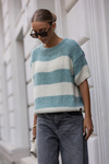 Sweter Copenhagen w paski miętowe
