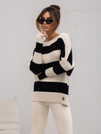 Sweter Fiona beżowo czarny