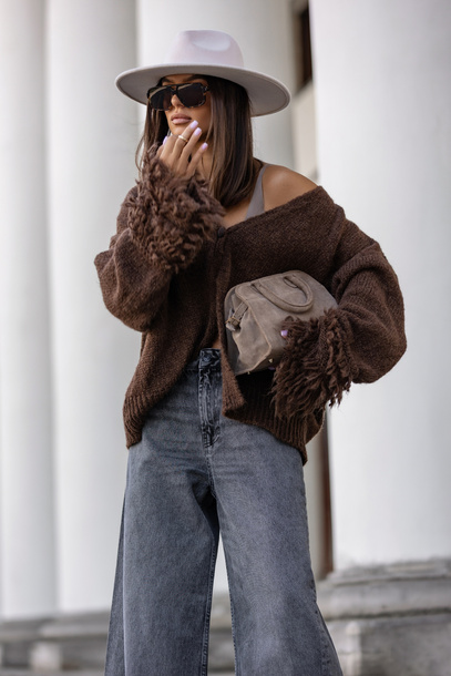 Sweter Lyon brązowy