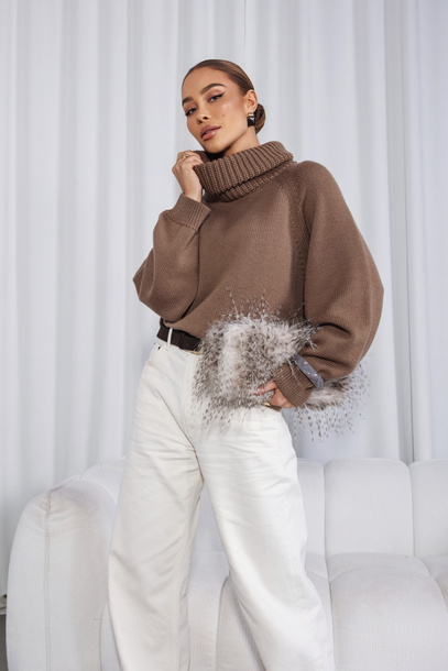 Sweter Fervor jasny brąz Premium