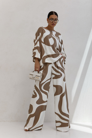 Spodnie Peggy beżowo - białe