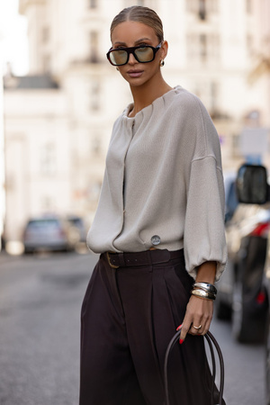 Sweter bomber Alex beżowy