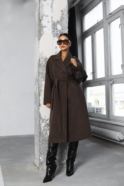 Płaszcz Castello brązowy jodełka