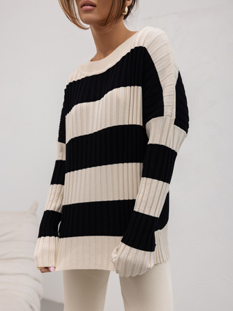 Sweter Fiona beżowo czarny