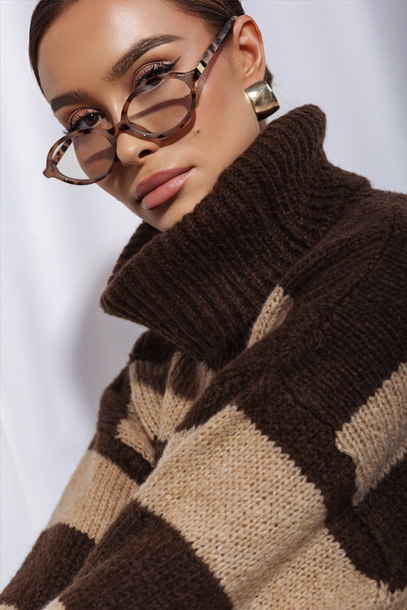 Sweter Parell brązowo beżowy 